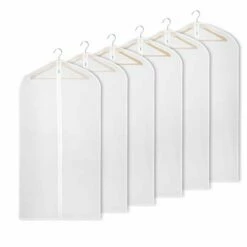 LUGGAGE FACTORY Sales 27 Univivi Hanging Garment Bag 43 Inch Suit Bag For Storage(Set Of 6) Washable Translucent Lightweight Garment Bags For Dress Suits, Jackets, T-Shirt, Sports Coats Etc.