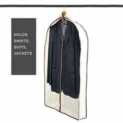 Smart Design Canvas Gusseted Suit Garment Bag W/ Cedar & Zipper - VentilAir Mesh Material - For Suits, Coats, Shirts, & Pants Storage Organization - (42 X 24 Inch) [Clear] -LUGGAGE FACTORY Sales 410WoByiYnL