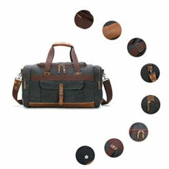 BLUBOON Travel Duffel Bag Canvas Weekender Overnight Carry-on Luggage With Genuine Leather Trim For -LUGGAGE FACTORY Sales 411 2BaYsbKL