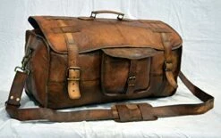 Cuero 20" Mens Retro Style Carry On Luggage Flap Duffel Leather Duffel Bag -LUGGAGE FACTORY Sales 4125WJlgoBL