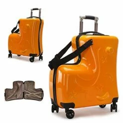 LYNICESHOP 20" Kids Suitcase Luggage Kids Ride On Suitcase Children Travel Suitcase With Sturdy Spinner Wheels, Good Idea For Kids School Suitcase Increase Travel Fun—Orange -LUGGAGE FACTORY Sales 413QTzSw8RL