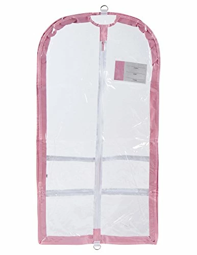 Clear Plastic Garment Bag With Pockets For Dance Competitions Danshuz - Pink 3 Clear Plastic Garment Bag With Pockets For Dance Competitions Danshuz - Pink