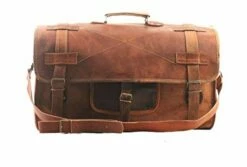Cuero 20" Mens Retro Style Carry On Luggage Flap Duffel Leather Duffel Bag -LUGGAGE FACTORY Sales 414GreACgqL
