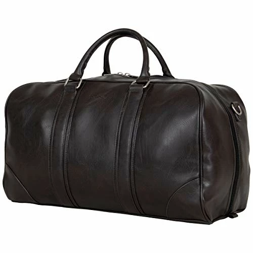 Ben Sherman 20" Travel Duffel Vegan Leather Weekender Carry-On Duffle Luggage/Gym Bag For Men & Women, Brown 4 Ben Sherman 20" Travel Duffel Vegan Leather Weekender Carry-On Duffle Luggage/Gym Bag For Men & Women, Brown - Image 2