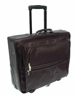 Piel Leather Traveler Garment Bag On Wheels In Saddle -LUGGAGE FACTORY Sales 41H6cVF6VTL