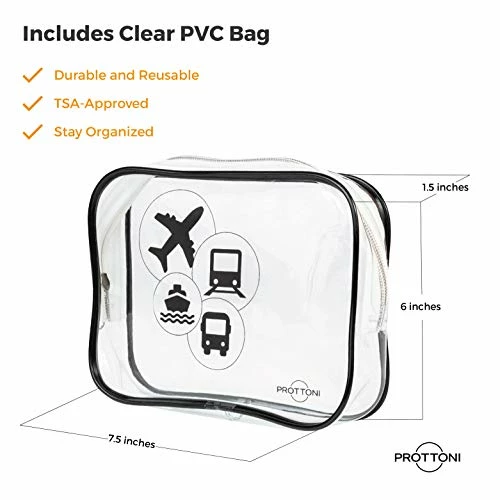 Prottoni 44-Inch Suit Carrier For Travel - Garment Suitcase With Toiletry Bag (Black + Clear Toiletry Bag, 44") 10 Prottoni 44-Inch Suit Carrier For Travel - Garment Suitcase With Toiletry Bag (Black + Clear Toiletry Bag, 44") - Image 8