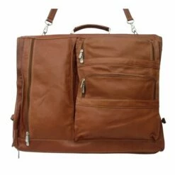 Piel Leather Executive Expandable Garment Bag, Saddle, One Size