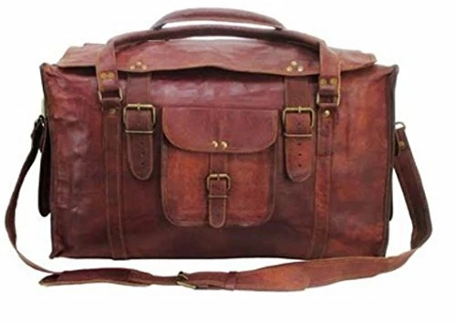 HLC 21" Mens Retro Style Carry On Luggage Flap Duffel Leather Duffel Bag 3 HLC 21" Mens Retro Style Carry On Luggage Flap Duffel Leather Duffel Bag