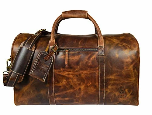Leather Castle Genuine Vintage Men’s Duffel Sports Gym, Travel, Carry-on Luggage Bag, Light Brown 5 Leather Castle Genuine Vintage Men’s Duffel Sports Gym, Travel, Carry-on Luggage Bag, Light Brown - Image 3