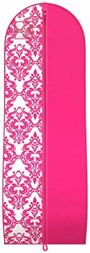 Gusseted Gown Garment Bag For Women’s Prom And Bridal Wedding Dresses - Travel Folding Loop, ID Window-72” X 24” With 10” Tapered Gusset - Fuchsia / White - By Your Bags 7 Gusseted Gown Garment Bag For Women’s Prom And Bridal Wedding Dresses - Travel Folding Loop, ID Window-72” X 24” With 10” Tapered Gusset - Fuchsia / White - By Your Bags - Image 5
