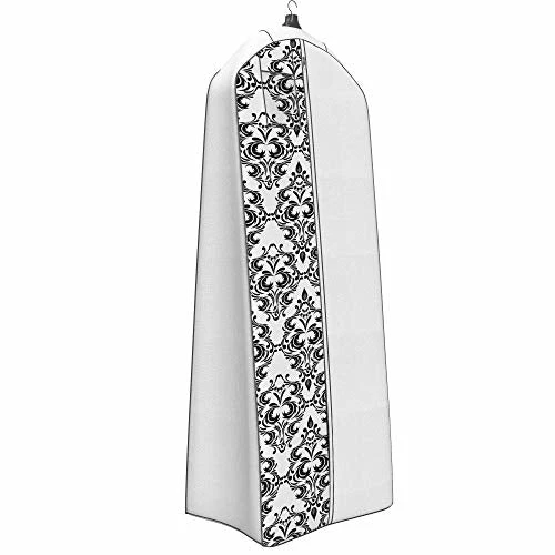 Women’s Dress And Gown Garment Bag - 72”x24” - 20” Tapered Gusset, Black And White Damask 4 Women’s Dress And Gown Garment Bag - 72”x24” - 20” Tapered Gusset, Black And White Damask - Image 2
