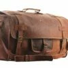 Cuero 20" Mens Retro Style Carry On Luggage Flap Duffel Leather Duffel Bag -LUGGAGE FACTORY Sales 41mfH798IaL