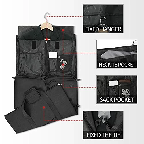 Carry On Garment Bags Convertible Suit Bag With Shoes Compartment Waterproof 2 In 1 Travel Duffle Bag Large Garment Bags Garment Duffle Bag For Men Black 6 Carry On Garment Bags Convertible Suit Bag With Shoes Compartment Waterproof 2 In 1 Travel Duffle Bag Large Garment Bags Garment Duffle Bag For Men Black - Image 4