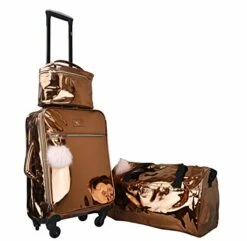 Vue Metallic Lightweight Spinner Carry On Luggage 3pc Carry On Set W/ 22" Luggage, Duffel Bag & Cosmetic Bag (Rose Gold) 13 Vue Metallic Lightweight Spinner Carry On Luggage 3pc Carry On Set W/ 22" Luggage, Duffel Bag & Cosmetic Bag (Rose Gold) -LUGGAGE FACTORY Sales 41pCzTukI2L
