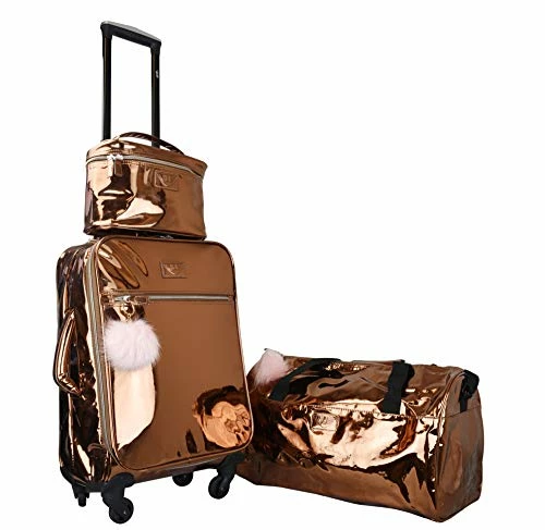 Vue Metallic Lightweight Spinner Carry On Luggage 3pc Carry On Set W/ 22" Luggage, Duffel Bag & Cosmetic Bag (Rose Gold) 5 Vue Metallic Lightweight Spinner Carry On Luggage 3pc Carry On Set W/ 22" Luggage, Duffel Bag & Cosmetic Bag (Rose Gold) - Image 3