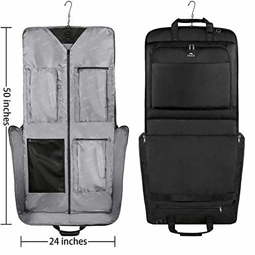 Garment Bags, Large Suit Travel Bag With Pockets & Shoulder Strap, MATEIN Professional Foldable Carry On Bag For Business Trip, Waterproof Luggage Bags For Travel For Men Women, Black 6 Garment Bags, Large Suit Travel Bag With Pockets & Shoulder Strap, MATEIN Professional Foldable Carry On Bag For Business Trip, Waterproof Luggage Bags For Travel For Men Women, Black - Image 4