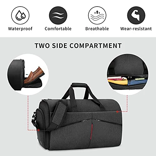 Carry On Garment Bags Convertible Suit Bag With Shoes Compartment Waterproof 2 In 1 Travel Duffle Bag Large Garment Bags Garment Duffle Bag For Men Black 4 Carry On Garment Bags Convertible Suit Bag With Shoes Compartment Waterproof 2 In 1 Travel Duffle Bag Large Garment Bags Garment Duffle Bag For Men Black - Image 2