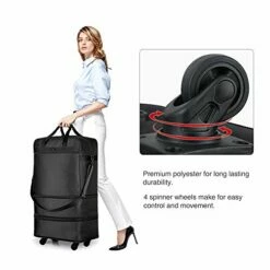 Hanke Expandable Foldable Suitcase Luggage Rolling Travel Bag Duffel Tote Bag For Men Women Lightweight Carry-on Suitcase Large Capacity Luggage With Universal Wheel(Black) -LUGGAGE FACTORY Sales 41xwUn5gYmL