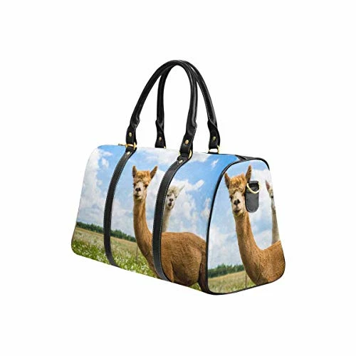 InterestPrint Weekender Bag Overnight Carry-on Tote Duffel Bag Two Friendly Curios Brown And White Alpacas 3 InterestPrint Weekender Bag Overnight Carry-on Tote Duffel Bag Two Friendly Curios Brown And White Alpacas