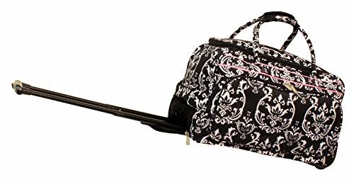 Jenni Chan Damask Deluxe Carry-All Rolling Duffel, Black/Pink, One Size 4 Jenni Chan Damask Deluxe Carry-All Rolling Duffel, Black/Pink, One Size - Image 2