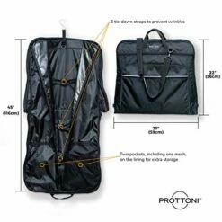 Prottoni 44-inch Garment Bag For Travel – Water-Resistant Carry-On Suit Carrier -LUGGAGE FACTORY Sales 5103o5Mg CL
