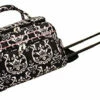 Jenni Chan Damask Deluxe Carry-All Rolling Duffel, Black/Pink, One Size -LUGGAGE FACTORY Sales 511d3kgS1nL