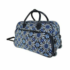 Exotic Wild Floral Medallion Motif Rolling Lightweight Carry On Duffel Bag, Modern Graphic Tribal -LUGGAGE FACTORY Sales 51398OF8iNL