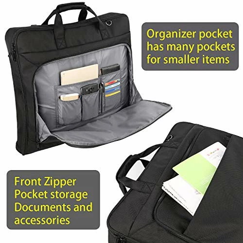 Garment Bags, Large Suit Travel Bag With Pockets & Shoulder Strap, MATEIN Professional Foldable Carry On Bag For Business Trip, Waterproof Luggage Bags For Travel For Men Women, Black 8 Garment Bags, Large Suit Travel Bag With Pockets & Shoulder Strap, MATEIN Professional Foldable Carry On Bag For Business Trip, Waterproof Luggage Bags For Travel For Men Women, Black - Image 6