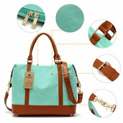 Women Ladies Canvas Travel Weekender Bag Overnight Carry-on Tote Shoulder Bag Duffel In Trolley -LUGGAGE FACTORY Sales 514dIi 2B85nL