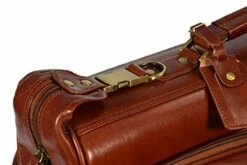 Real Leather Suit Garment Dress Carrier Travel Weekend Bag On Wheels A1236 Cognac -LUGGAGE FACTORY Sales 516db0Hcf8L