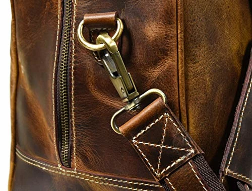 Leather Castle Genuine Vintage Men’s Duffel Sports Gym, Travel, Carry-on Luggage Bag, Light Brown 9 Leather Castle Genuine Vintage Men’s Duffel Sports Gym, Travel, Carry-on Luggage Bag, Light Brown - Image 7