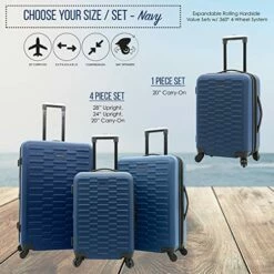 Travelers Club Shannon Hardside Expandable Spinner Luggage, Navy Blue, Carry-On 20-Inch -LUGGAGE FACTORY Sales 518Hz6MEiJL