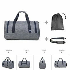 BAGSMART Travel Duffel Bag Large Weekender Bag Carry-on Luggage With Shoe Bag 40L, Grey -LUGGAGE FACTORY Sales 51FtmIG9e0L