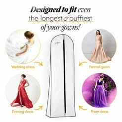 Premium Wedding Dress & Long Gown Garment Bag For Travel & Storage | 72 Inch, 10" Gusset, Breathable -LUGGAGE FACTORY Sales 51GA 2BE0y7WL