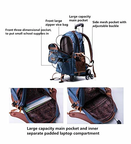 C-Xka Nylon Rolling Backpack Carry-On Luggage Travel Duffel Bag Wheeled Book Bag Detachable Dual 6 C-Xka Nylon Rolling Backpack Carry-On Luggage Travel Duffel Bag Wheeled Book Bag Detachable Dual - Image 4