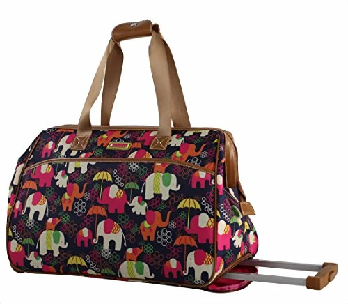 Lily Bloom Luggage Designer Pattern Suitcase Wheeled Duffel Carry On Bag (14in, Elephant Rain) 3 Lily Bloom Luggage Designer Pattern Suitcase Wheeled Duffel Carry On Bag (14in, Elephant Rain)