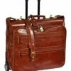 Real Leather Suit Garment Dress Carrier Travel Weekend Bag On Wheels A1236 Cognac -LUGGAGE FACTORY Sales 51NA2kJxwHL