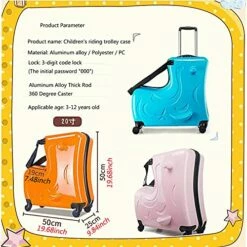LYNICESHOP 20" Kids Suitcase Luggage Kids Ride On Suitcase Children Travel Suitcase With Sturdy Spinner Wheels, Good Idea For Kids School Suitcase Increase Travel Fun—Orange -LUGGAGE FACTORY Sales 51Nc5oPmu1S