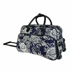 Vibrant Garden Floral Bouquet Motif Rolling Lightweight Carry On Duffel Bag, Printed Modern Graphic -LUGGAGE FACTORY Sales 51RAGVfdjvL