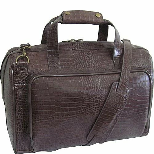 AmeriLeather Croco-Print 16" Leather Carry-On Weekend Duffel (Dark Brown 3 AmeriLeather Croco-Print 16" Leather Carry-On Weekend Duffel (Dark Brown