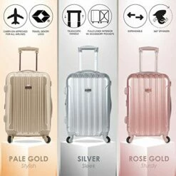Kensie Women's Alma Hardside Spinner Luggage, Rose Gold, Carry-On 20-Inch 15 Kensie Women's Alma Hardside Spinner Luggage, Rose Gold, Carry-On 20-Inch -LUGGAGE FACTORY Sales 51UwZTW7yeL