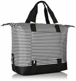 Travel Weekender Overnight Carry-on Shoulder Duffel Tote Bag (8" X 12" X 16 (Large), Black & White Stripes) -LUGGAGE FACTORY Sales 51Y7hYuiZML