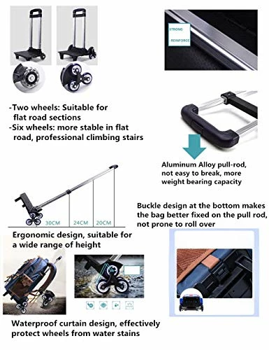 C-Xka Nylon Rolling Backpack Carry-On Luggage Travel Duffel Bag Wheeled Book Bag Detachable Dual 7 C-Xka Nylon Rolling Backpack Carry-On Luggage Travel Duffel Bag Wheeled Book Bag Detachable Dual - Image 5