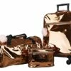 Vue Metallic Lightweight Spinner Carry On Luggage 3pc Carry On Set W/ 22" Luggage, Duffel Bag & Cosmetic Bag (Rose Gold) -LUGGAGE FACTORY Sales 51ZRCENTYcL