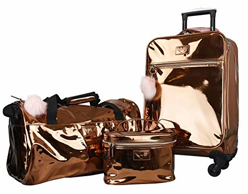 Vue Metallic Lightweight Spinner Carry On Luggage 3pc Carry On Set W/ 22" Luggage, Duffel Bag & Cosmetic Bag (Rose Gold) 4 Vue Metallic Lightweight Spinner Carry On Luggage 3pc Carry On Set W/ 22" Luggage, Duffel Bag & Cosmetic Bag (Rose Gold) - Image 2