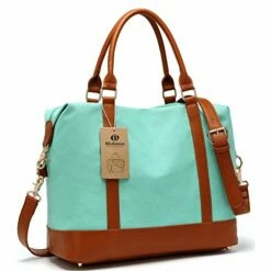 Women Ladies Canvas Travel Weekender Bag Overnight Carry-on Tote Shoulder Bag Duffel In Trolley -LUGGAGE FACTORY Sales 51a9YVW8ltL