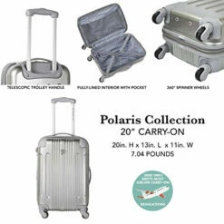 Travelers Club Polaris Hardside Metallic Spinner Luggage, Silver, Carry-On 20-Inch -LUGGAGE FACTORY Sales 51azVFfNlSL