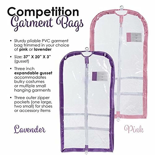 Clear Plastic Garment Bag With Pockets For Dance Competitions Danshuz - Pink 4 Clear Plastic Garment Bag With Pockets For Dance Competitions Danshuz - Pink - Image 2