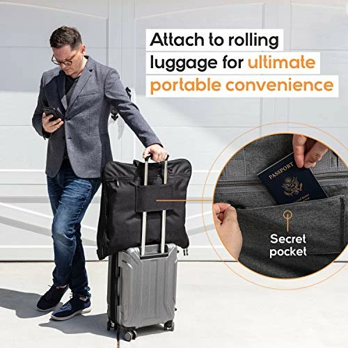Prottoni 44-Inch Suit Carrier For Travel - Garment Suitcase With Toiletry Bag (Black + Clear Toiletry Bag, 44") 8 Prottoni 44-Inch Suit Carrier For Travel - Garment Suitcase With Toiletry Bag (Black + Clear Toiletry Bag, 44") - Image 6