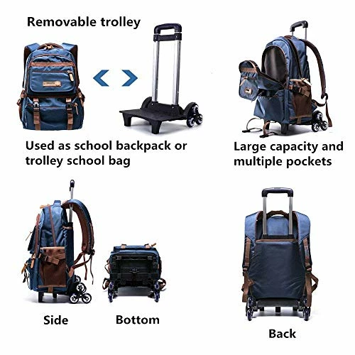 C-Xka Nylon Rolling Backpack Carry-On Luggage Travel Duffel Bag Wheeled Book Bag Detachable Dual 8 C-Xka Nylon Rolling Backpack Carry-On Luggage Travel Duffel Bag Wheeled Book Bag Detachable Dual - Image 6